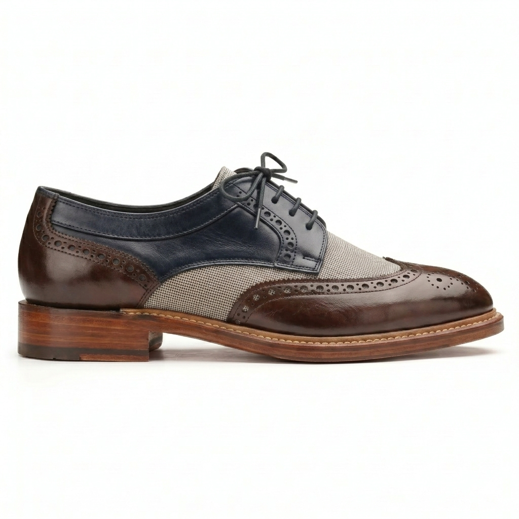 Draz Goodyear Welted Wingtip Brogues in Blue-Brown
