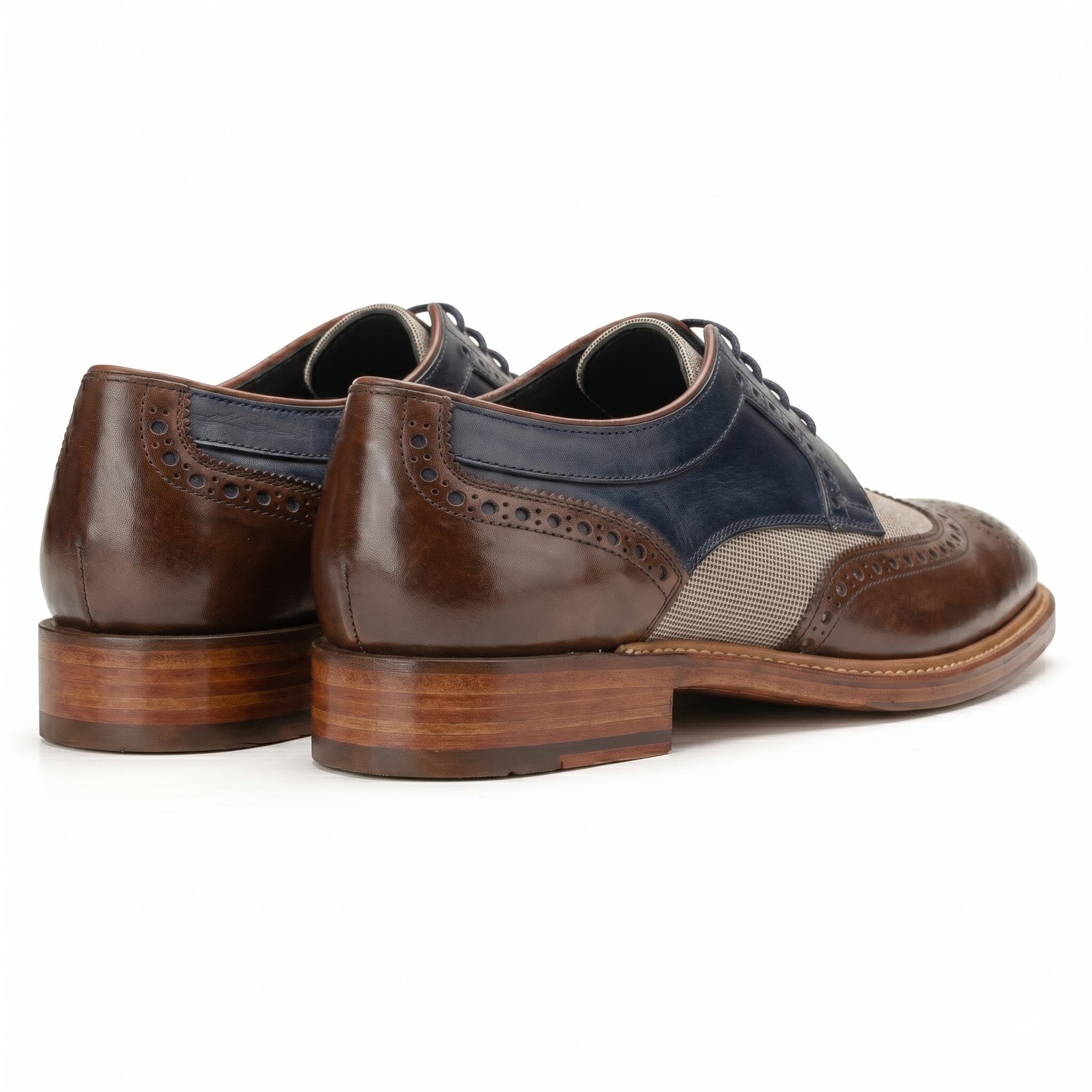 Draz Goodyear Welted Wingtip Brogues in Blue-Brown