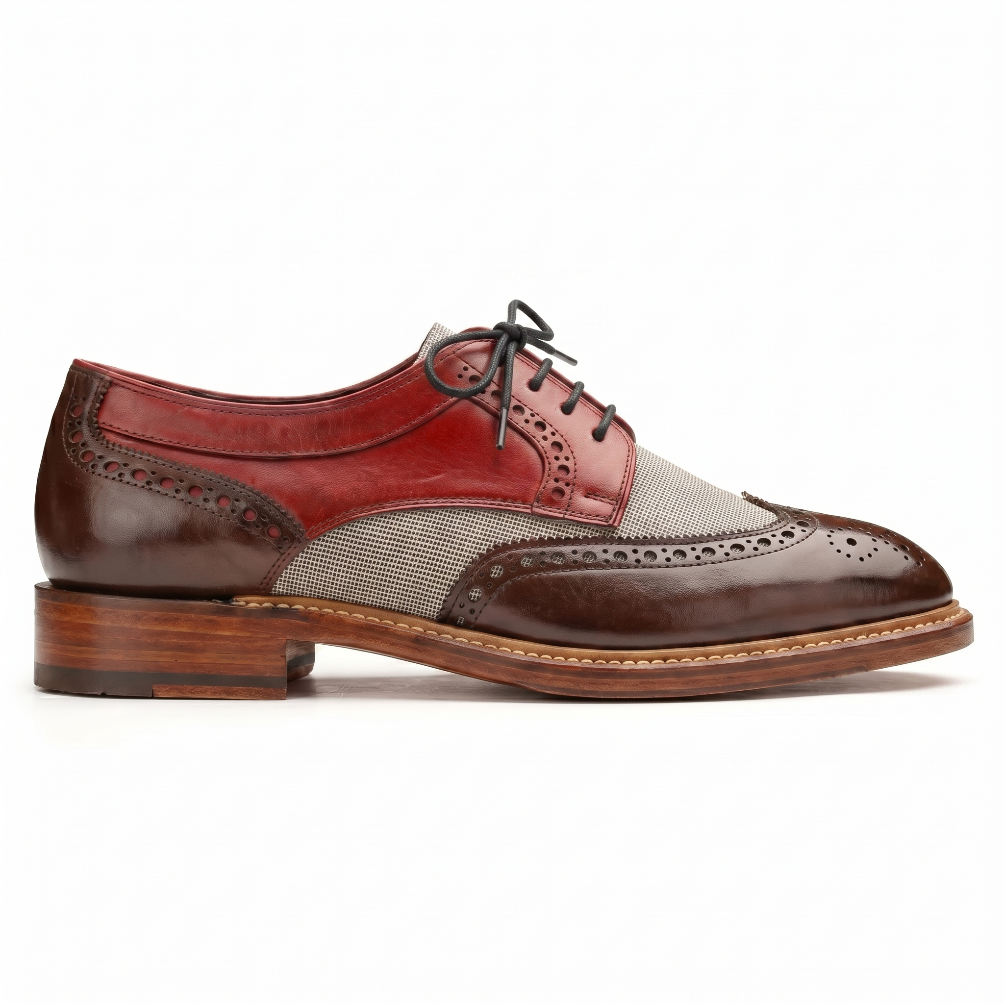 Draz Goodyear Welted Wingtip Brogues in WineRed-Brown