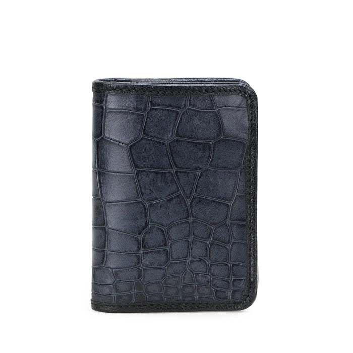 LUCAS Croco-Embossed Hand-Painted Leather Bi-Fold Wallet