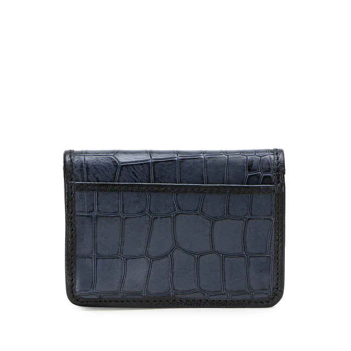 LUCAS Croco-Embossed Hand-Painted Leather Bi-Fold Wallet