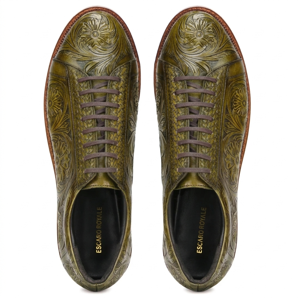 Strumento Handtooled Derby in Olive