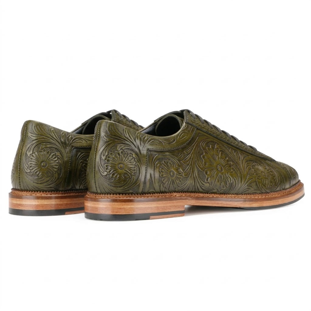 Strumento Handtooled Derby in Olive