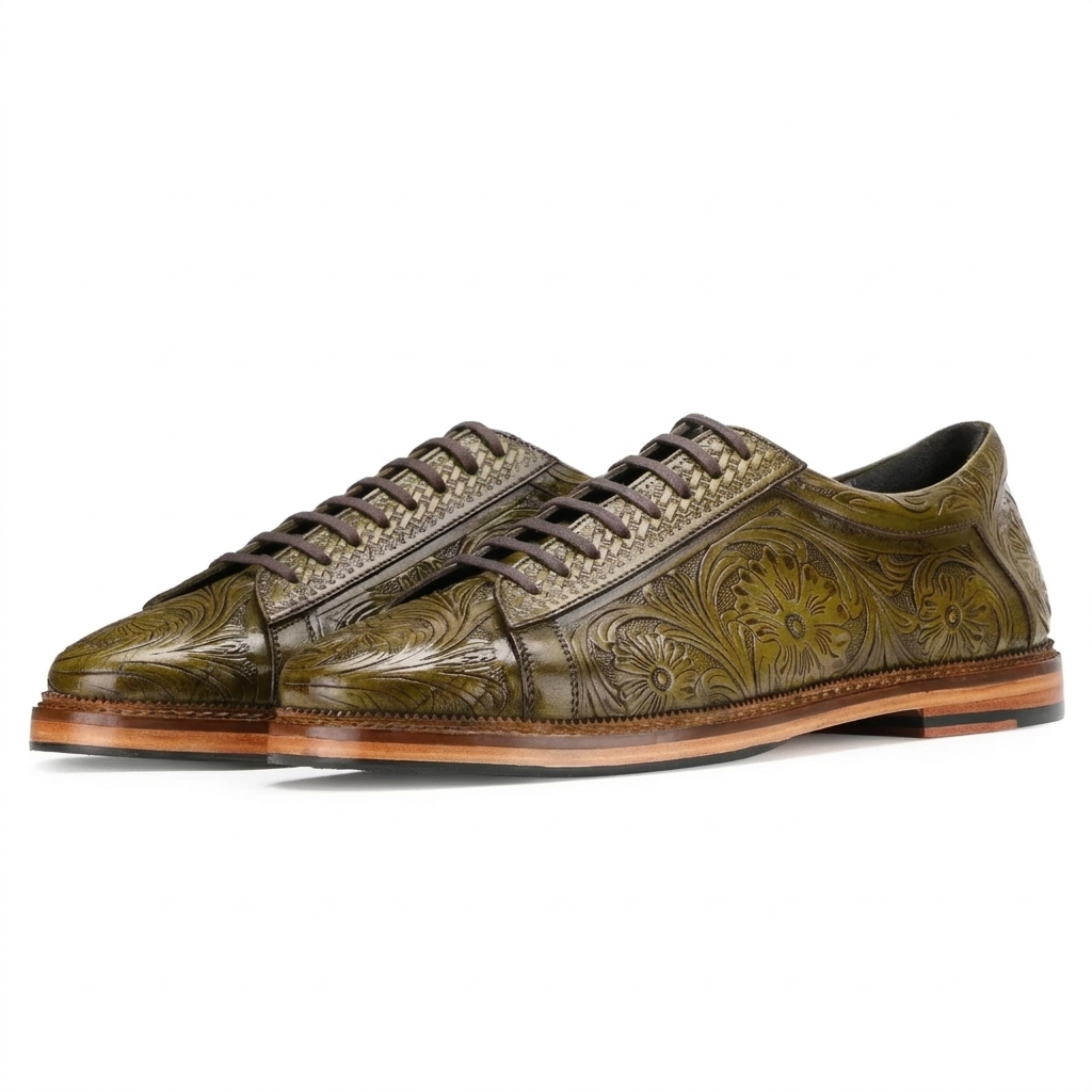 Strumento Handtooled Derby in Olive