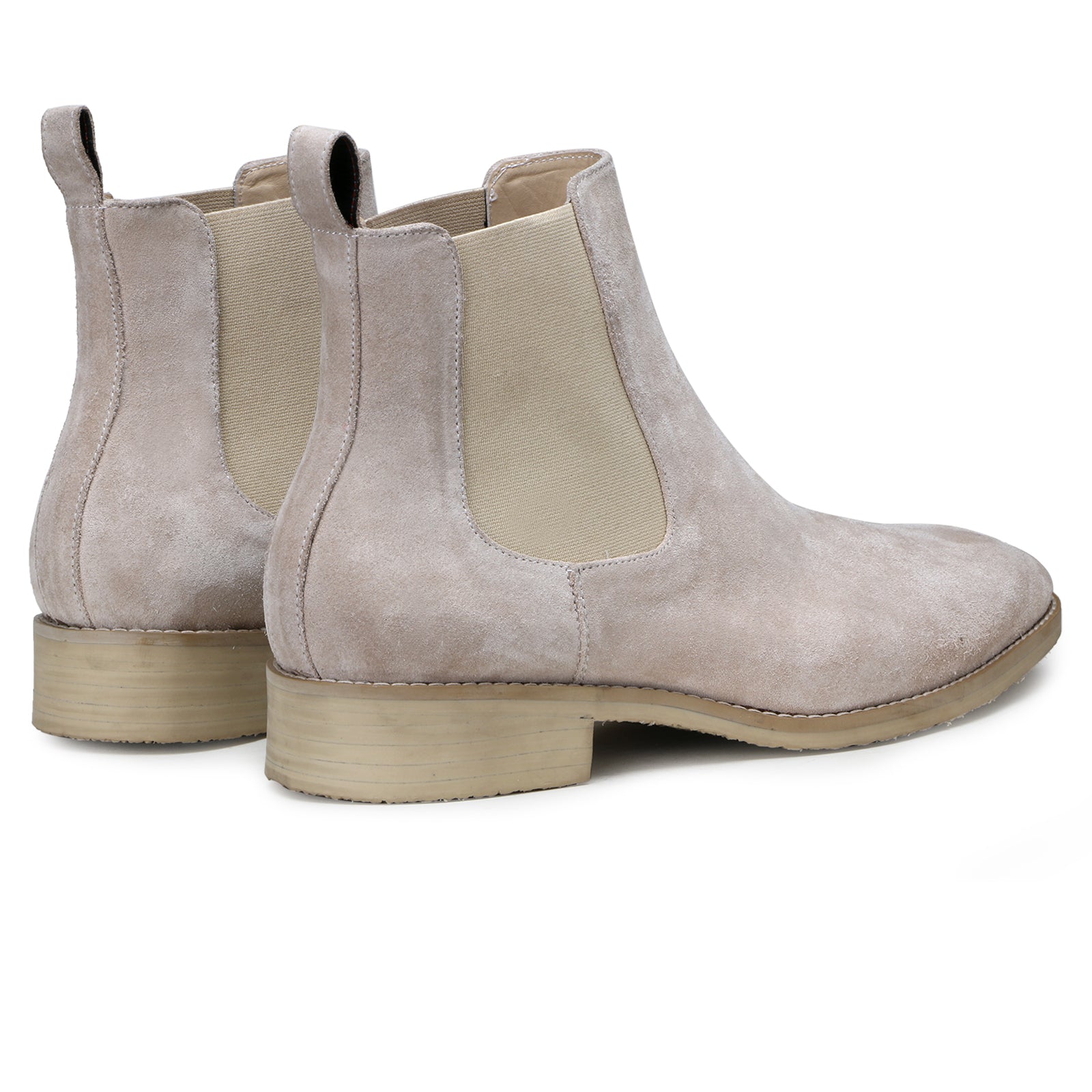 Monochrome Suede Chelsea Boots in Cream