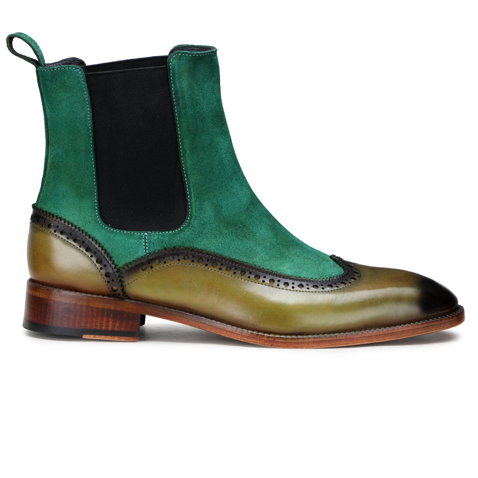Ashcroft Chelsea Boots with Taper Toe in Olive-Green