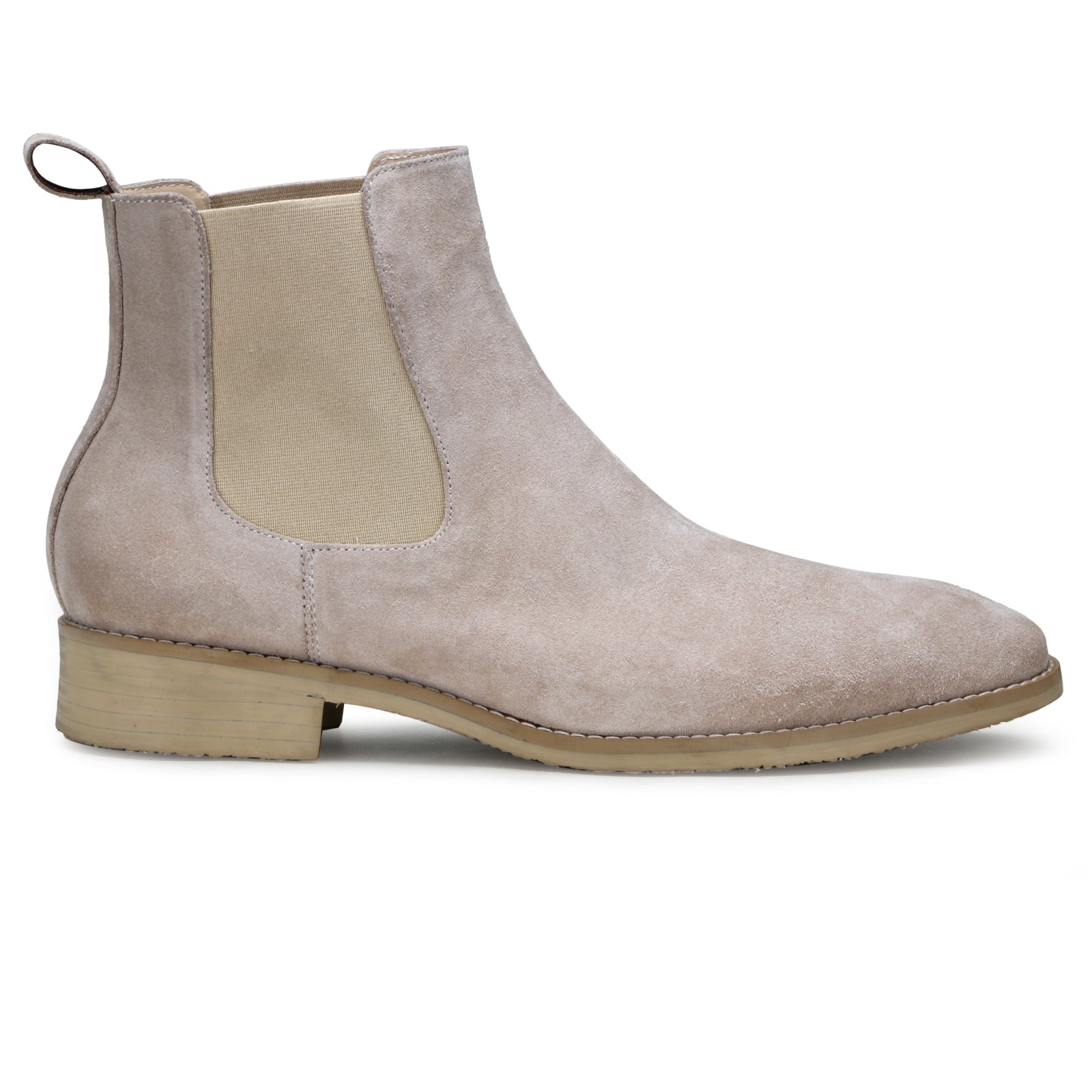 Monochrome Suede Chelsea Boots in Cream