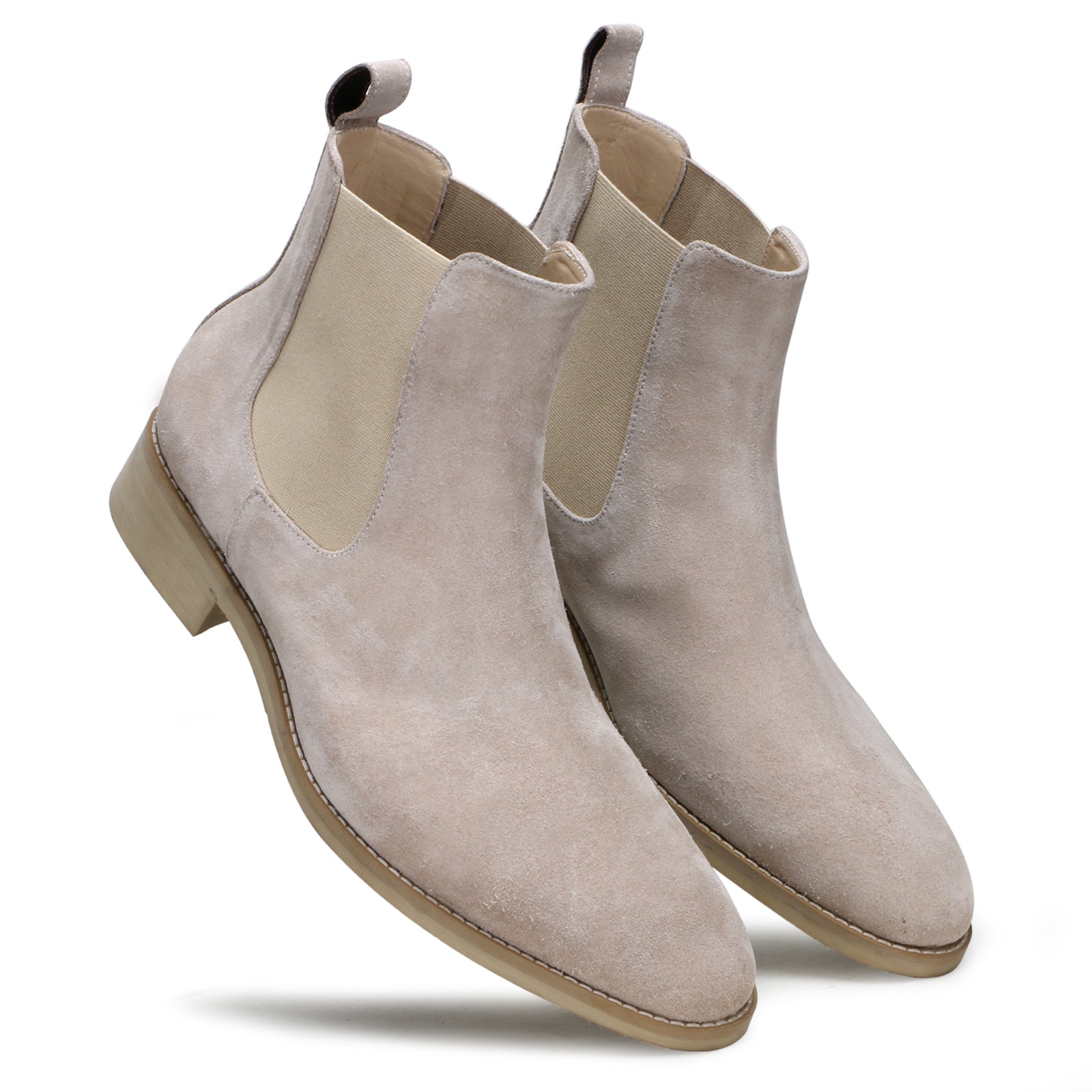 Monochrome Suede Chelsea Boots in Cream