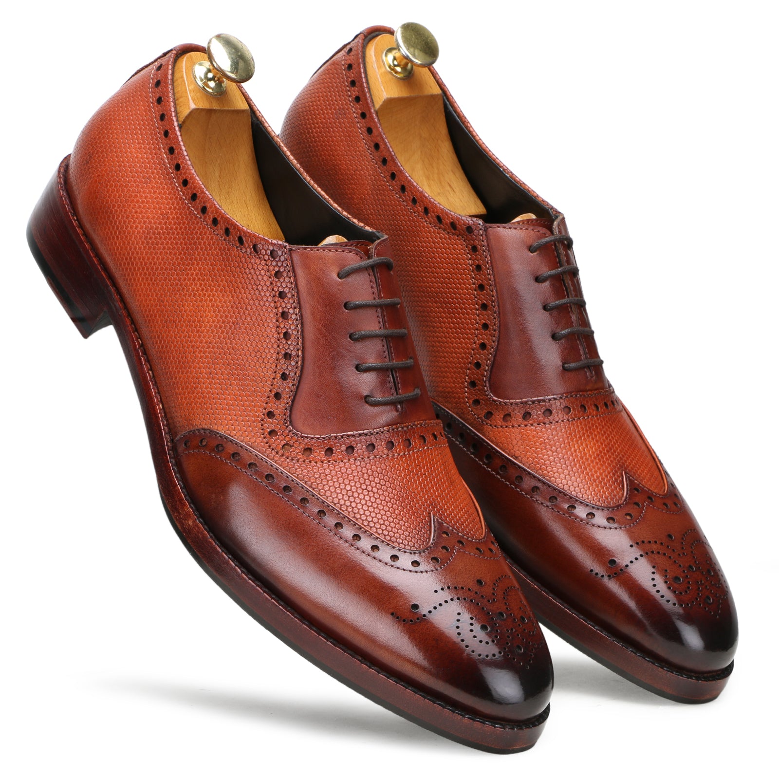Montford Wingtip Oxfords Shoes in Brown-Tan