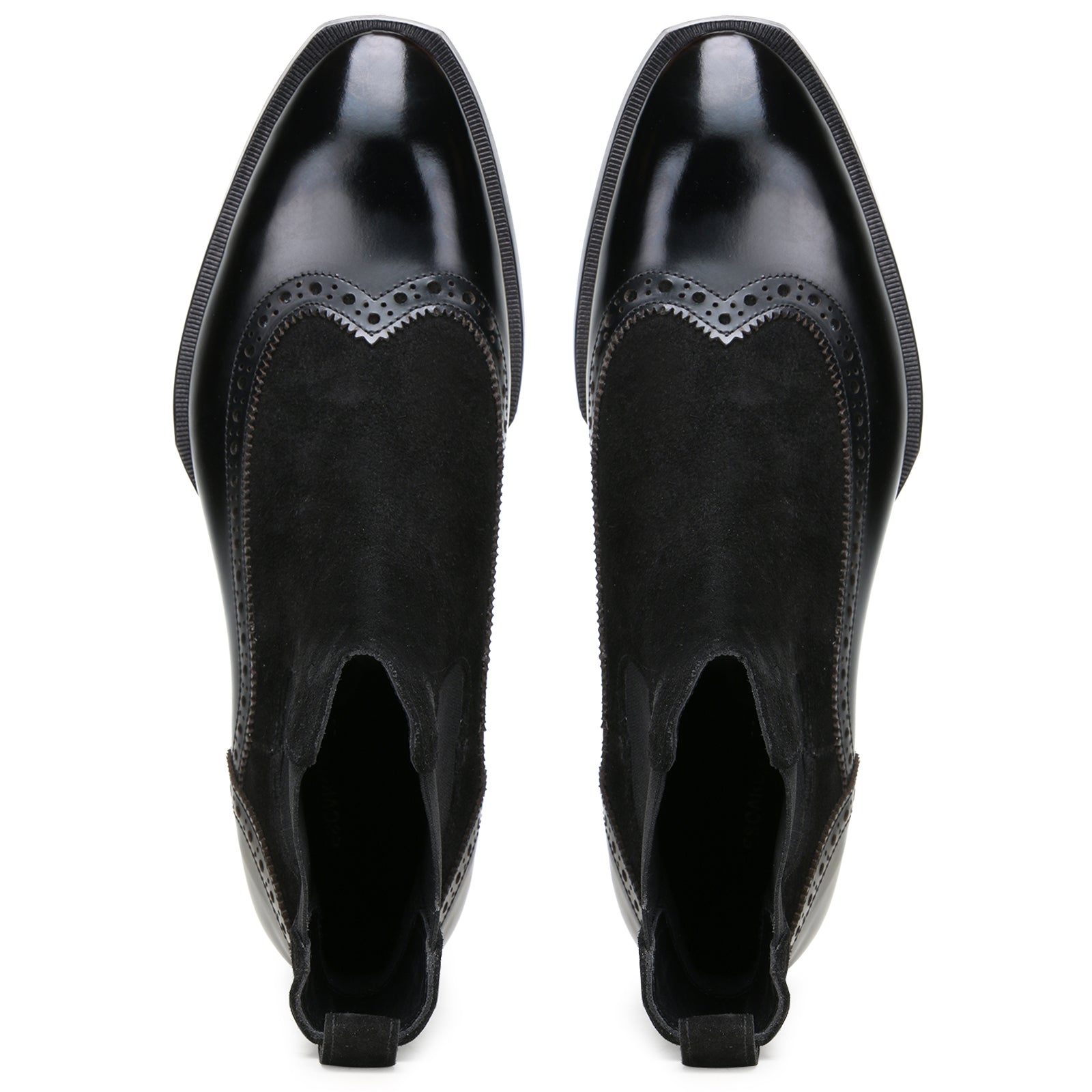 Sovereign Wingtip Chelsea Boots with Taper Toe in Black