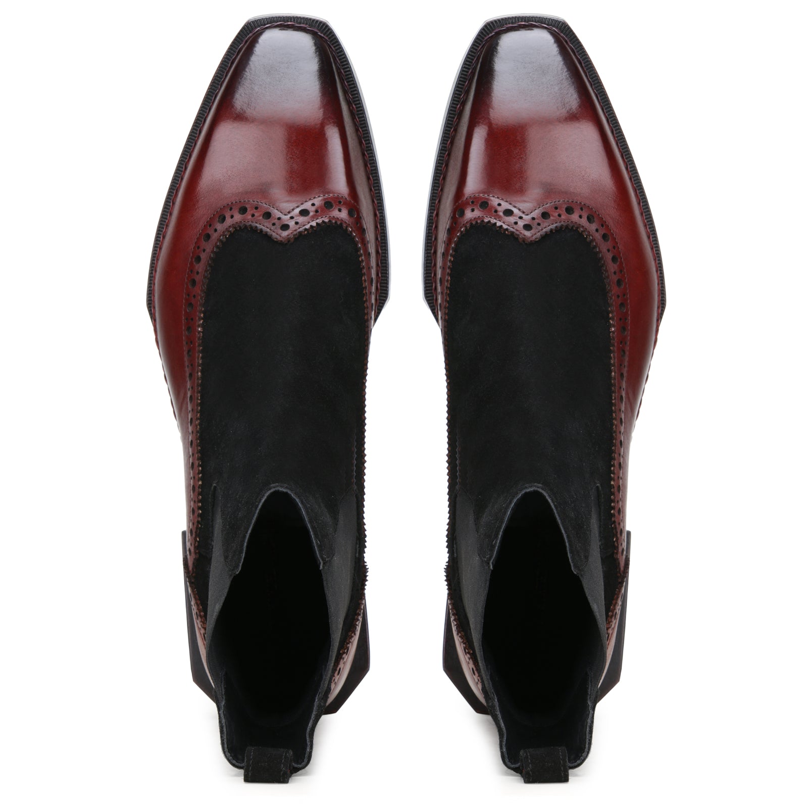 Northcrest Wingtip Chelsea Boots with Taper Toe in Wine