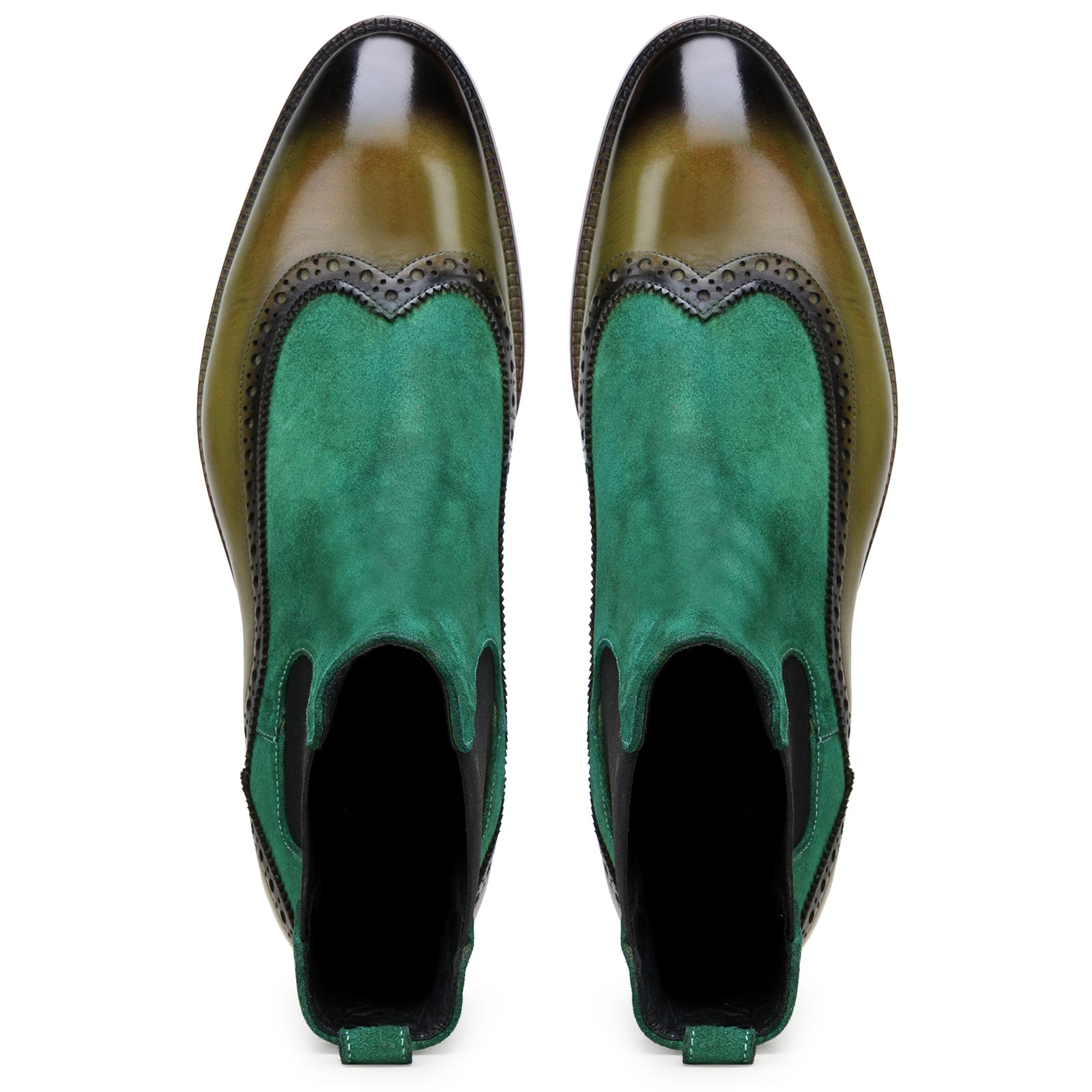 Ashcroft Chelsea Boots with Taper Toe in Olive-Green