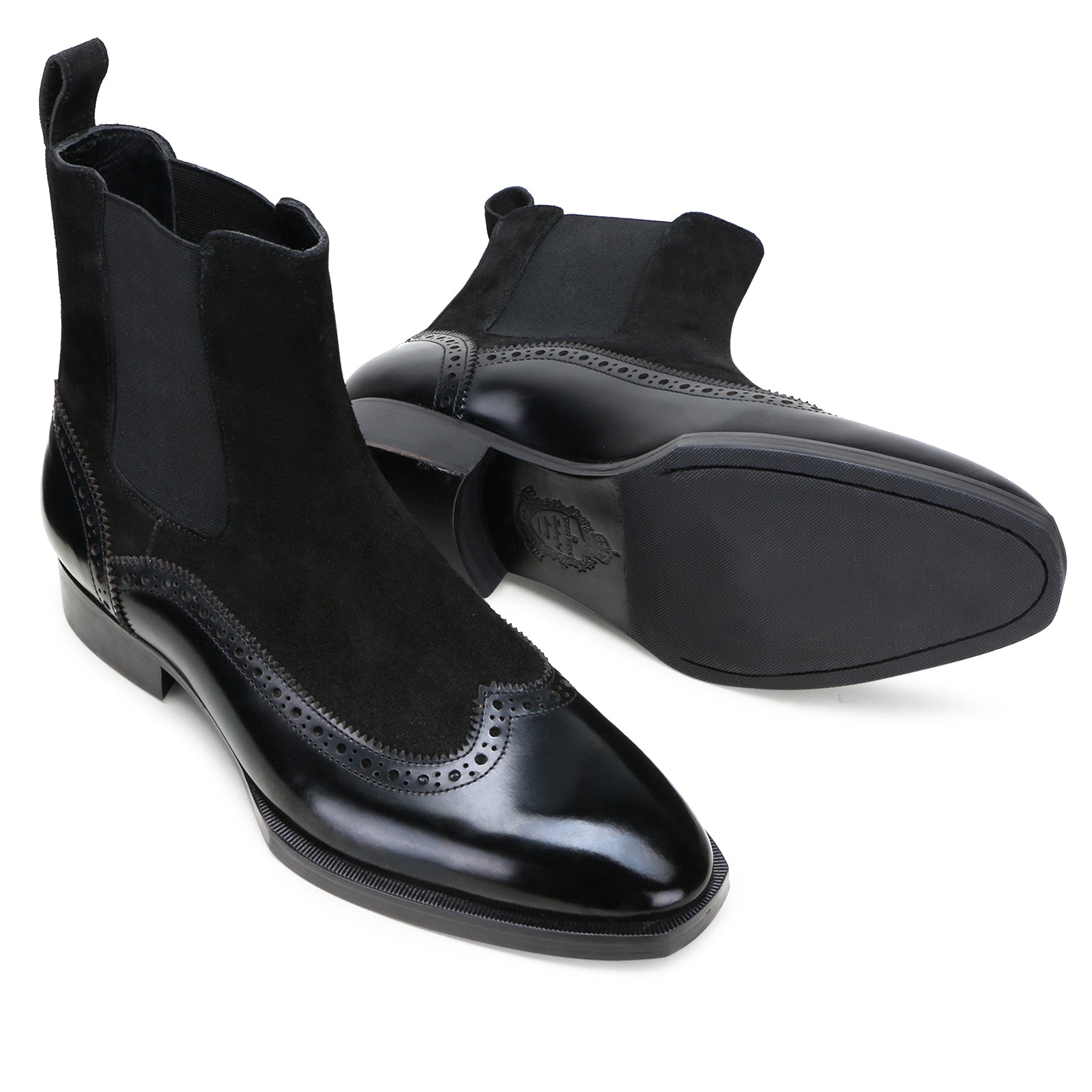 Sovereign Wingtip Chelsea Boots with Taper Toe in Black