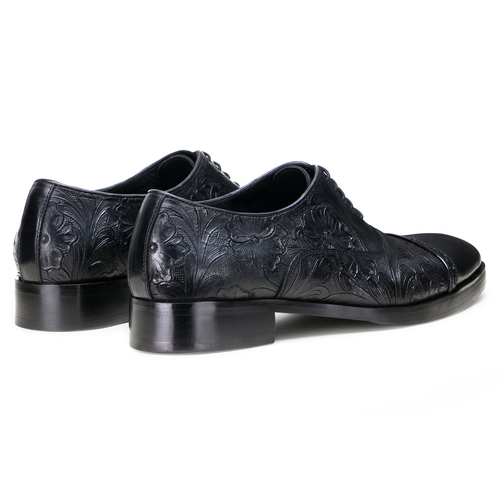 Florentine Handtooled Cap-Toe Oxford In Black
