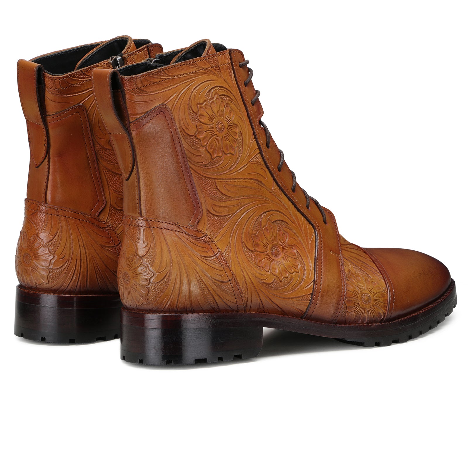 Florentine Handtooled Dress Boot In Tan