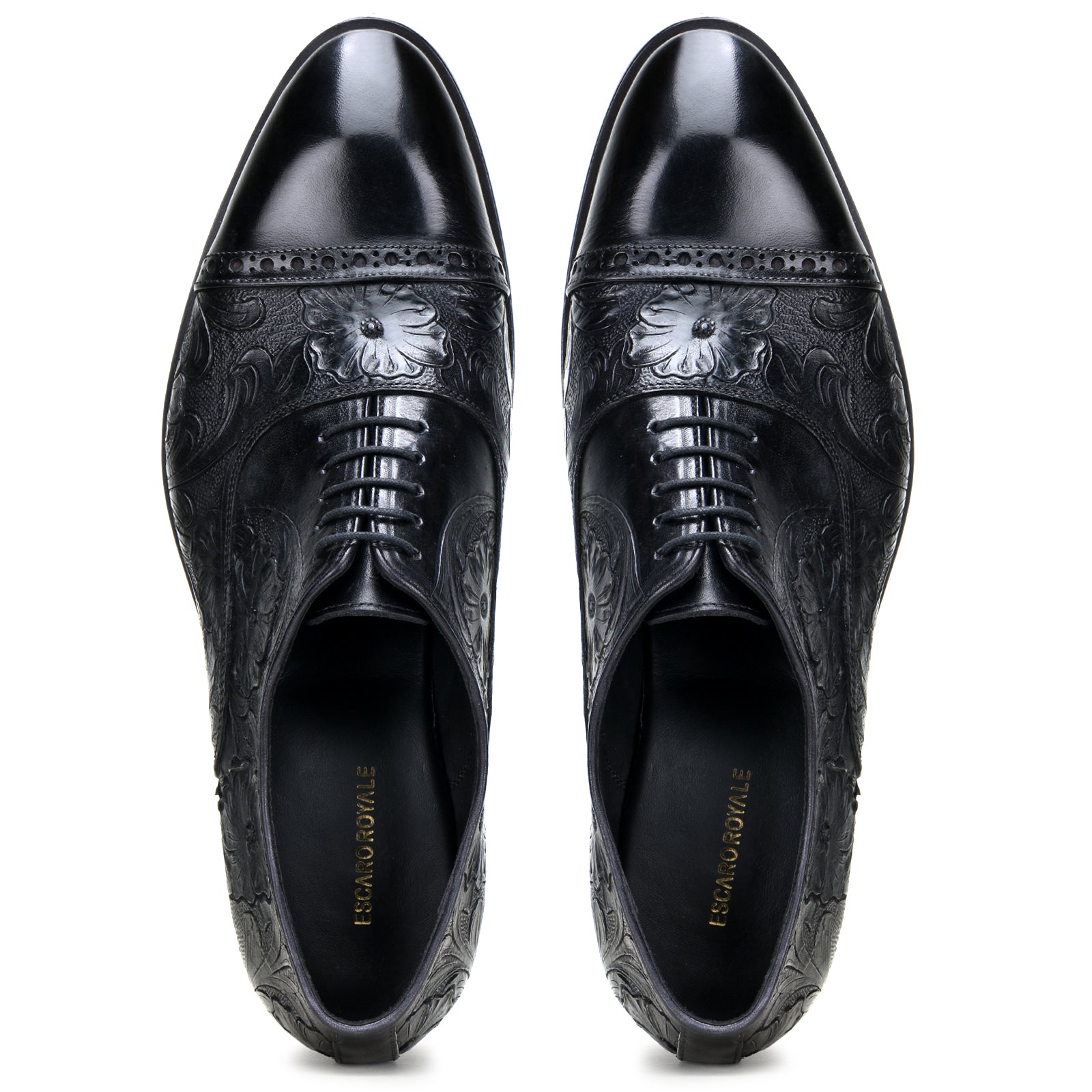 Florentine Handtooled Cap-Toe Oxford In Black