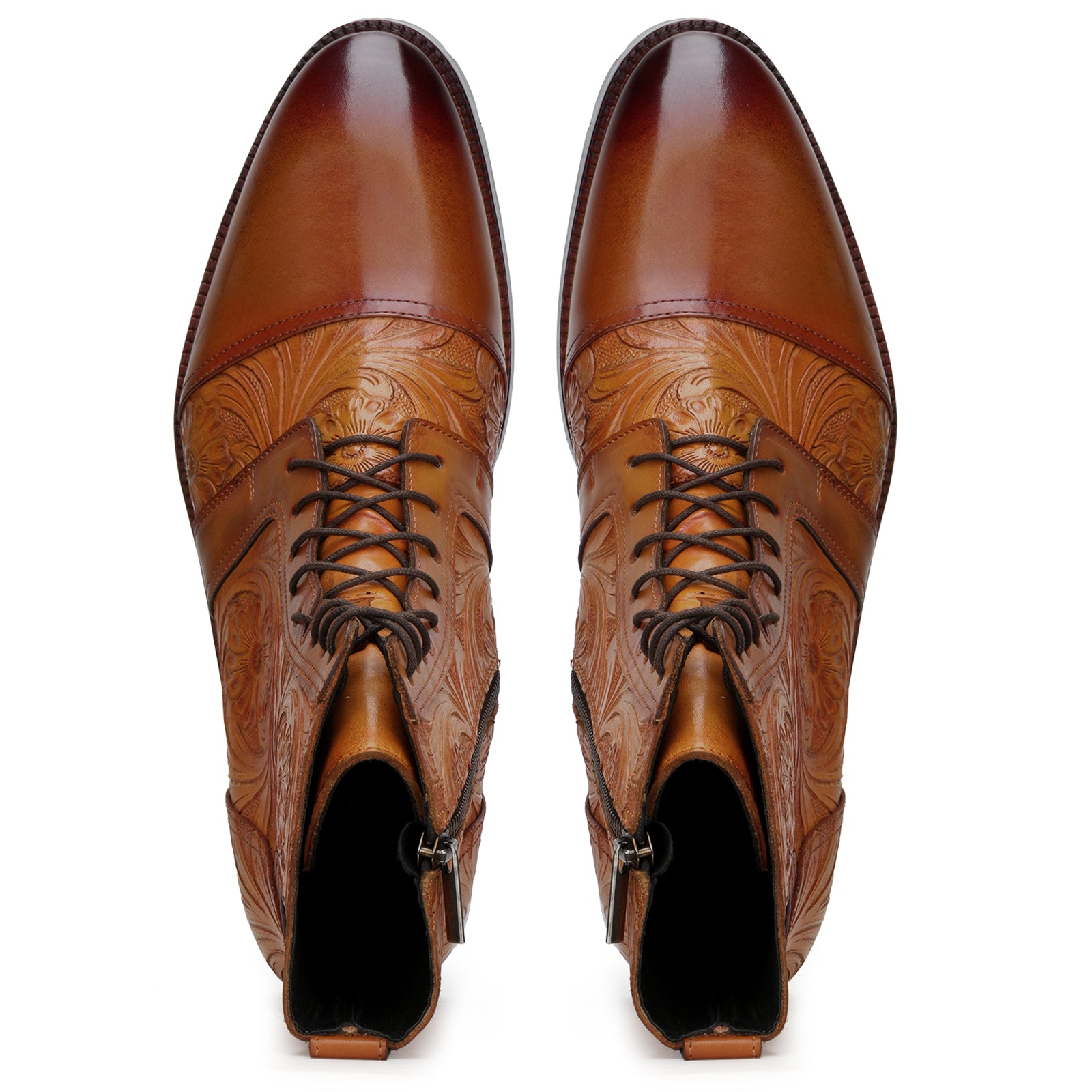 Florentine Handtooled Dress Boot In Tan