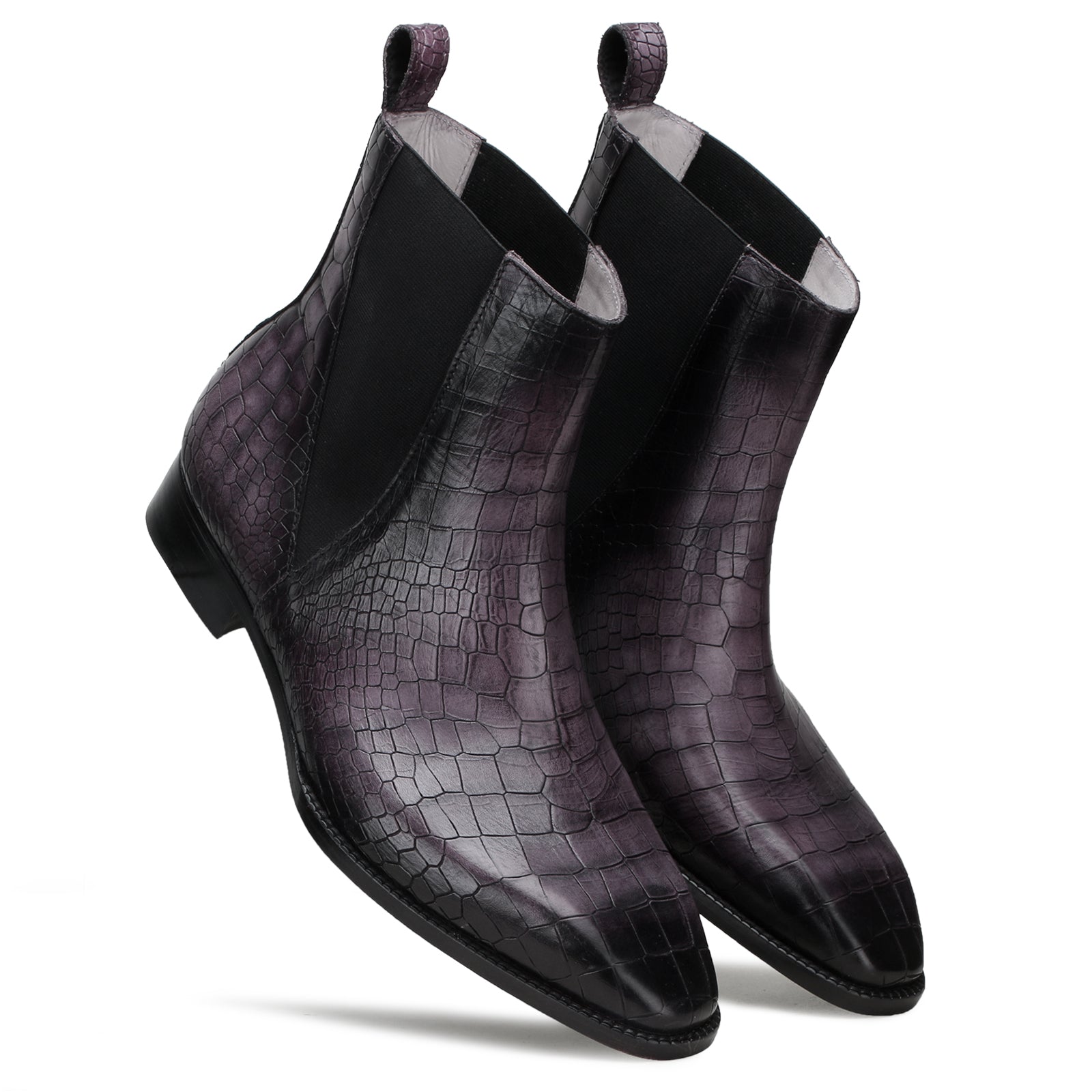 Imperial Noir Croc Chelsea Boot In Grey