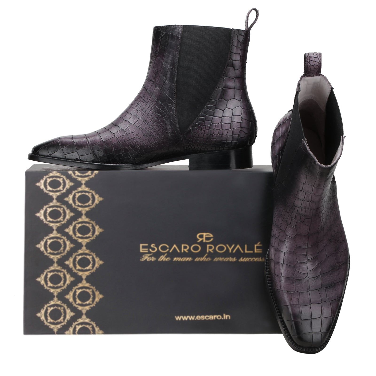 Imperial Noir Croc Chelsea Boot In Grey