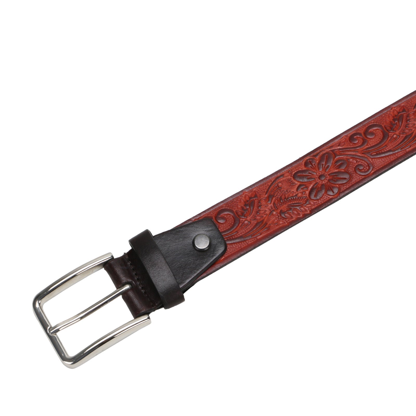 Christiano Hand Crafted Hand Tooled Leather Belt In Cognac