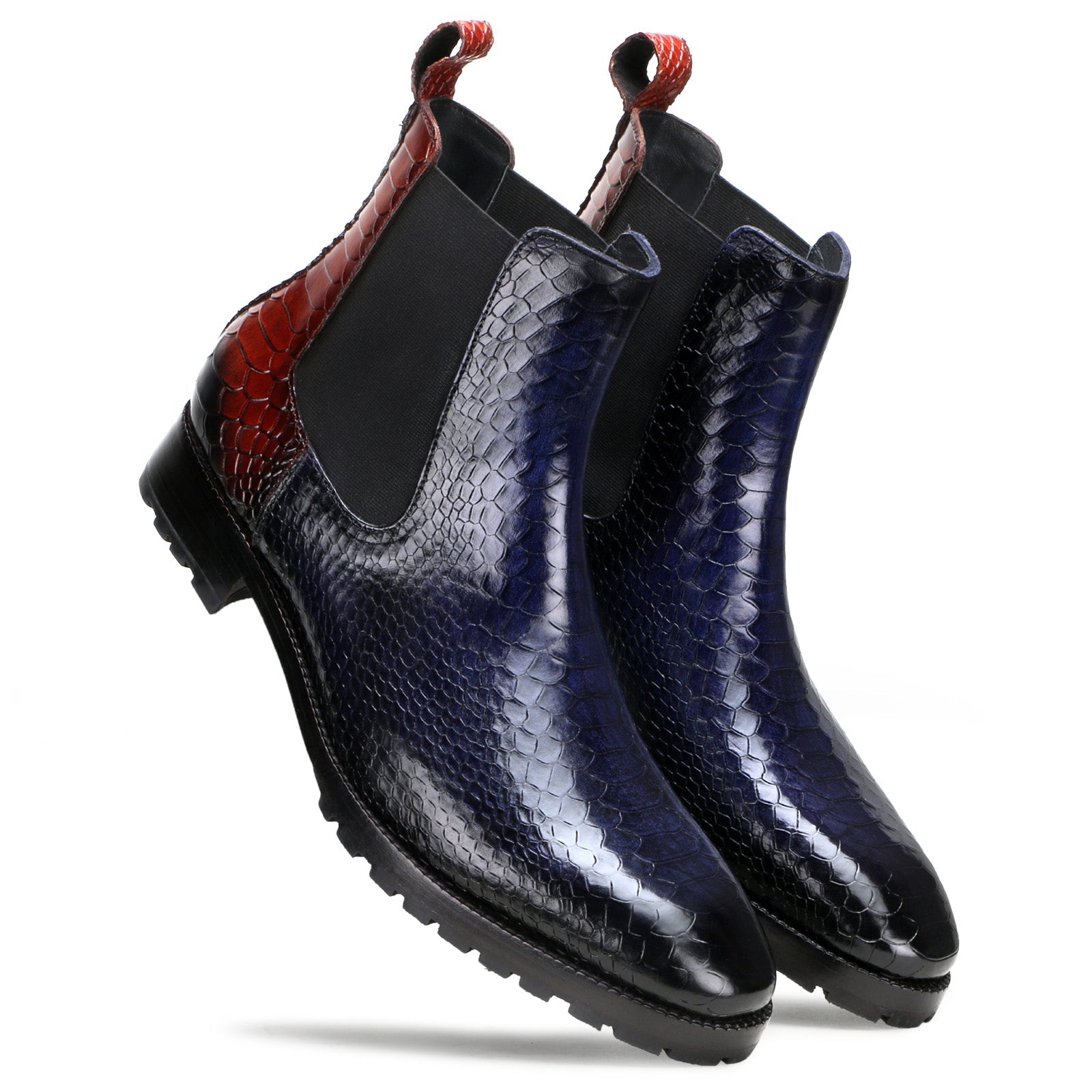 Escaro Royale Blake Stitched Goldbrow Deep-Croco Chelsea Boots