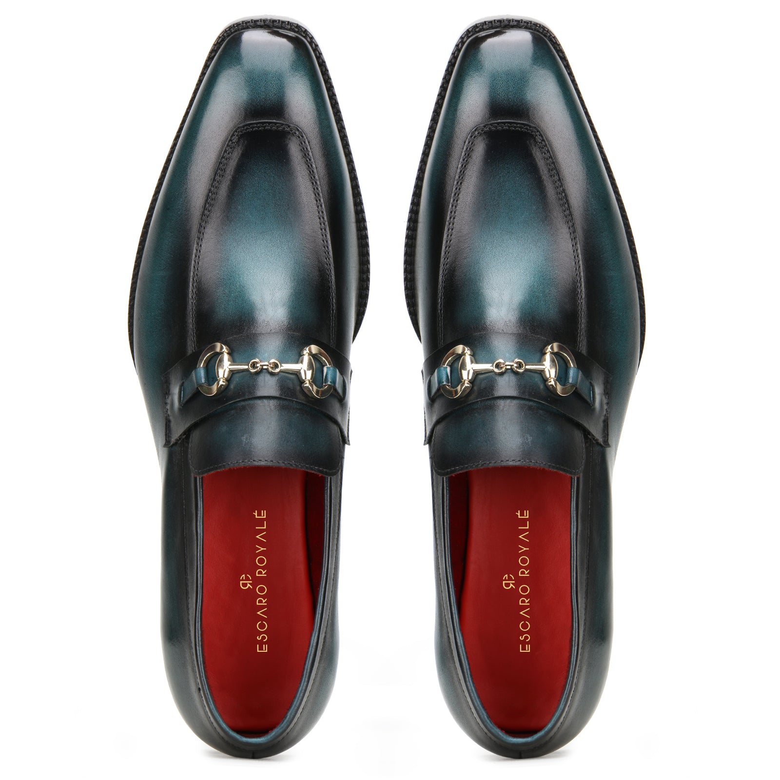 Vanetia Ombre Horsebit Loafers In Teal Blue