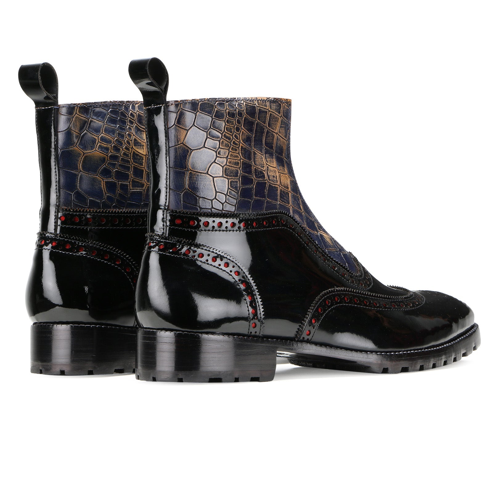 Ripper Black Deepcroc Zipper Leather Boots