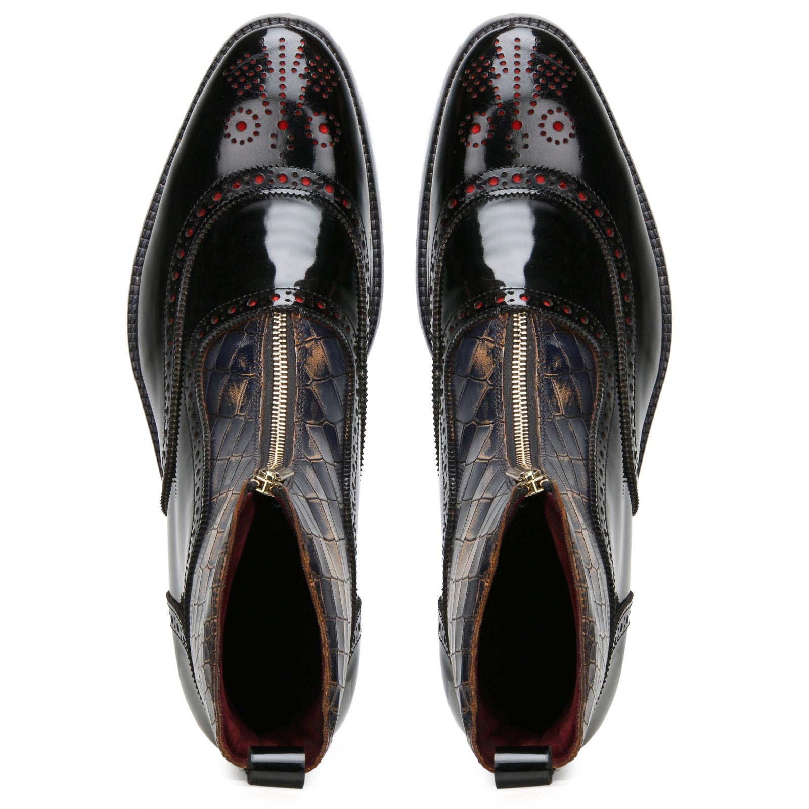 Ripper Black Deepcroc Zipper Leather Boots