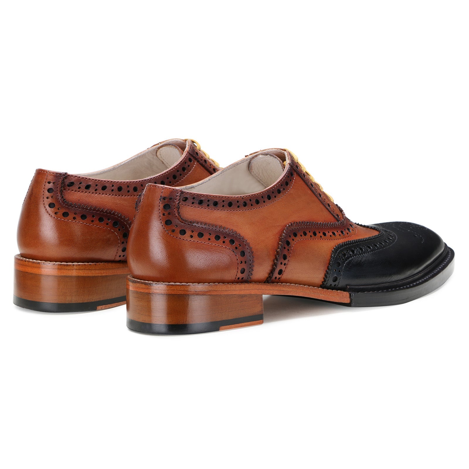 Escaro Royale Elan Leather shoes Black Tan for Men