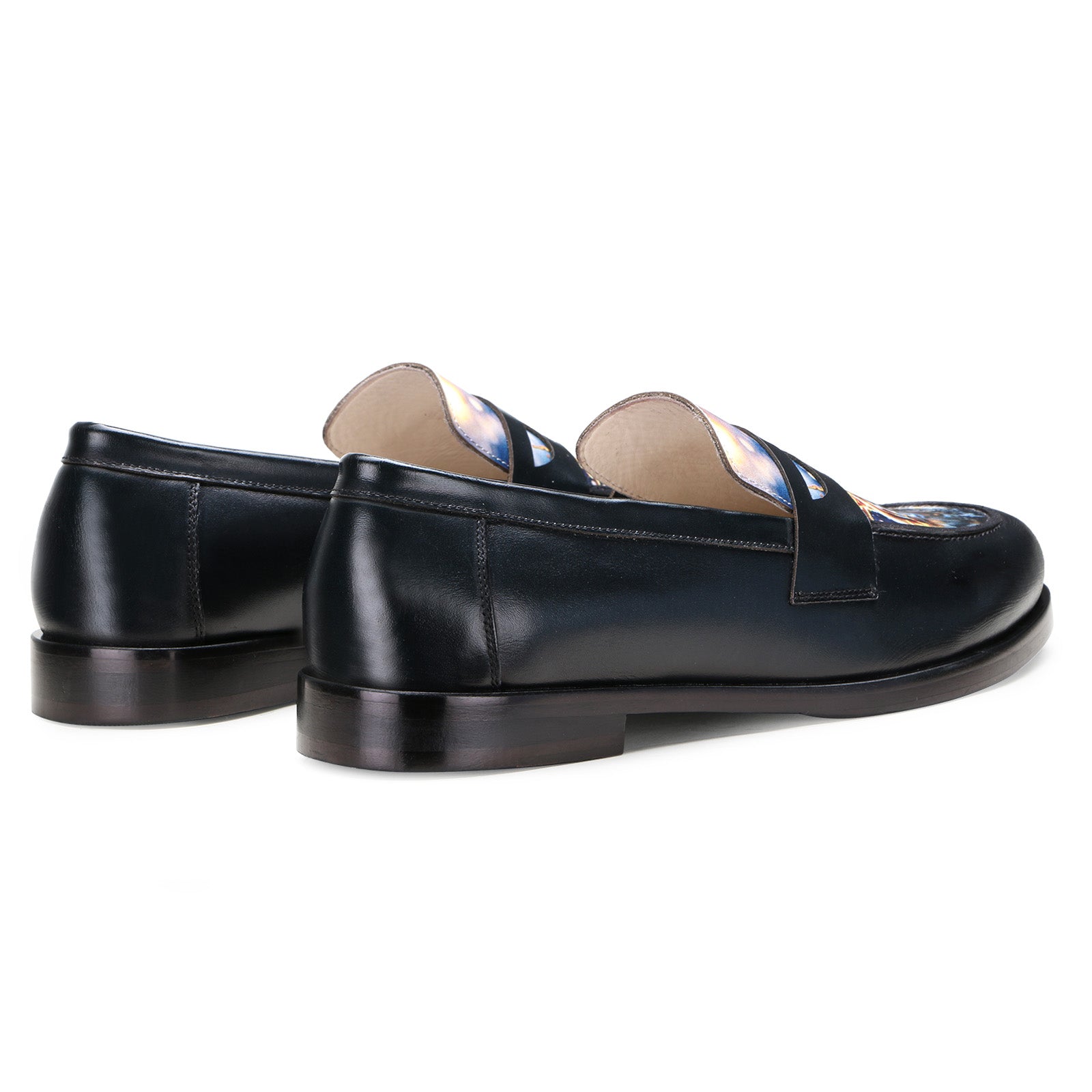 Escaro Royale Camden Craft Leather shoes in Black-Blue for Men