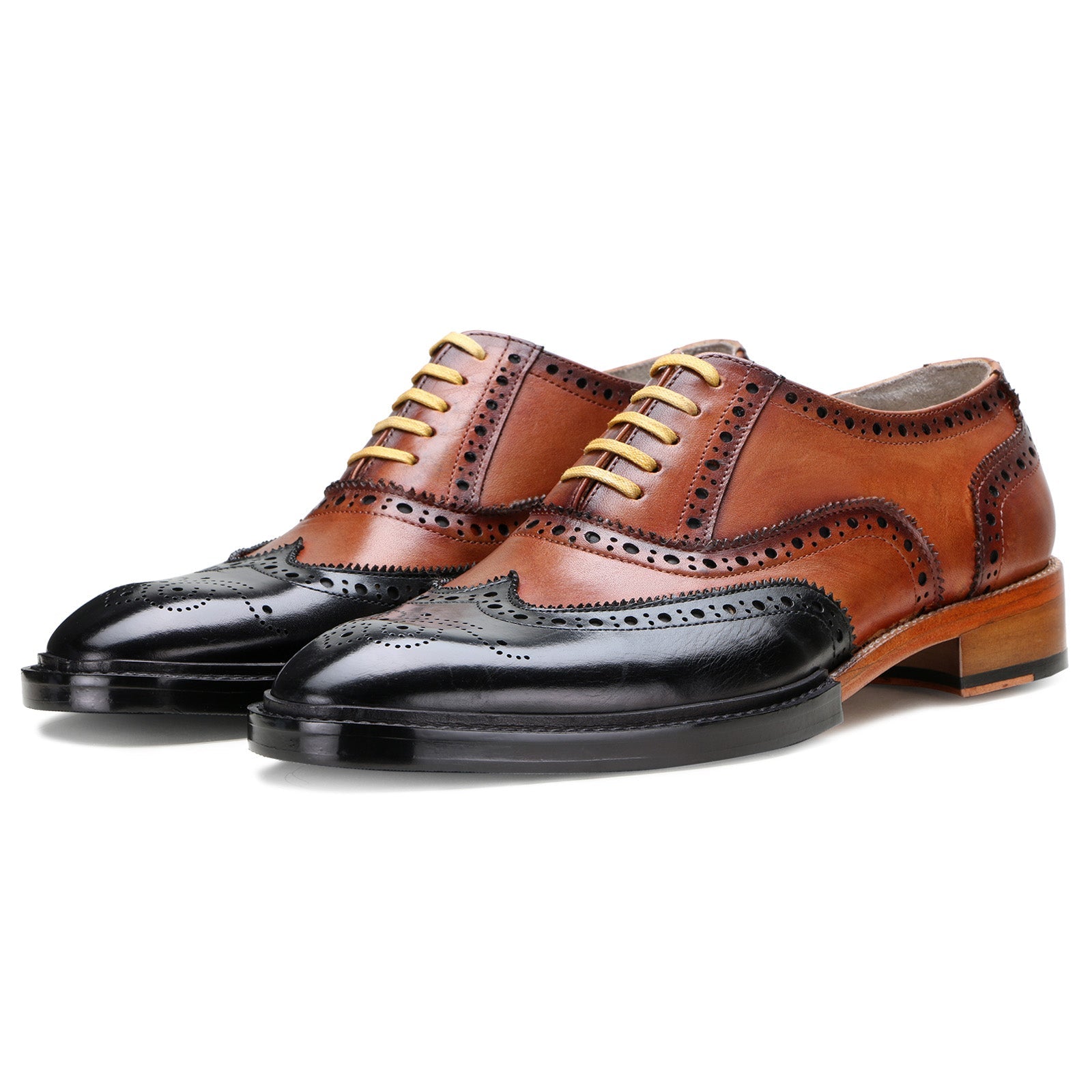 Escaro Royale Elan Leather shoes Black Tan for Men