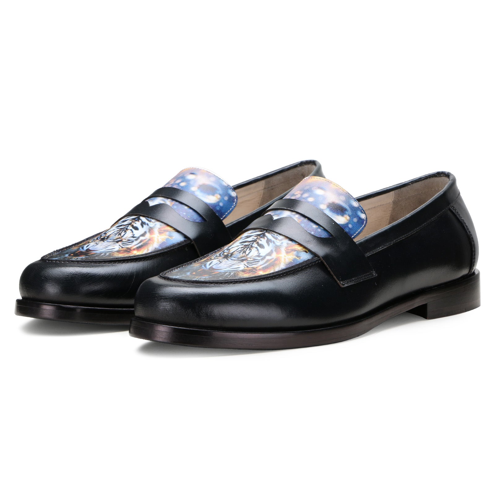Escaro Royale Camden Craft Leather shoes in Black-Blue for Men
