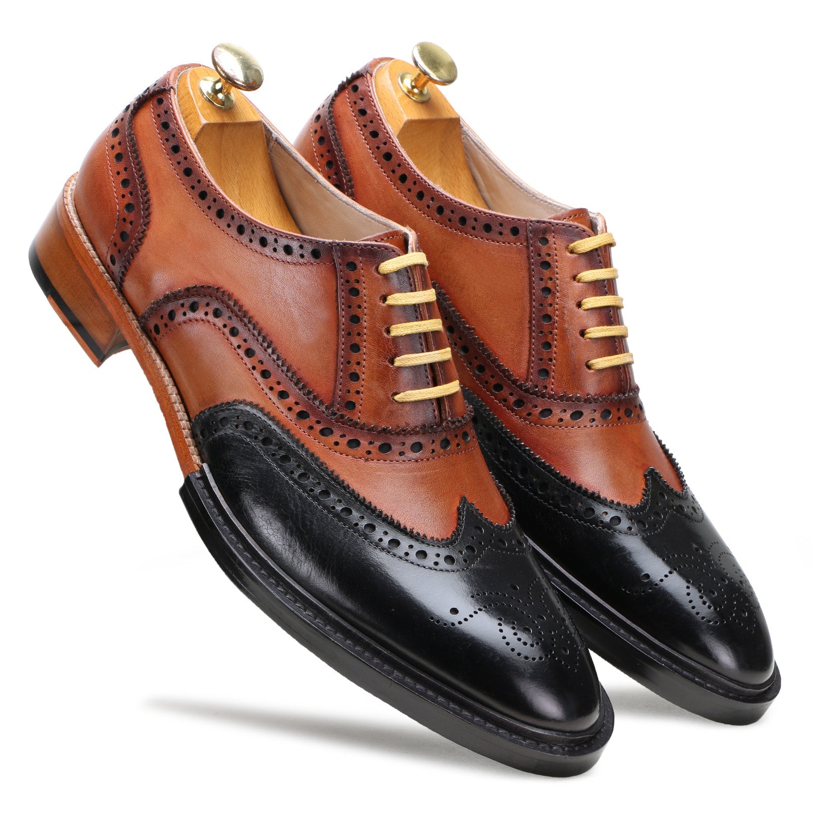 Escaro Royale Elan Leather shoes Black Tan for Men