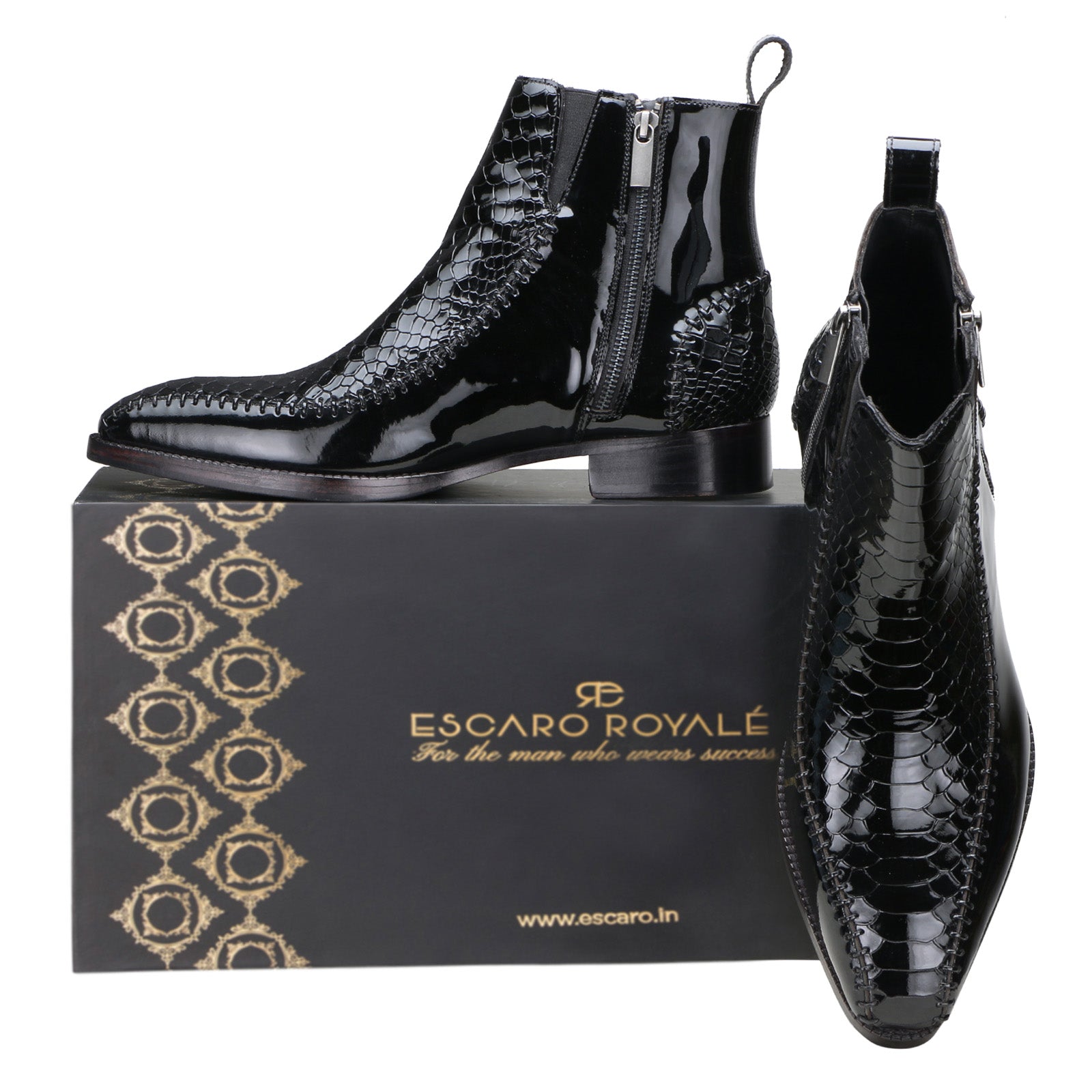 Escaro Royale Langston Zipper Boots in Black