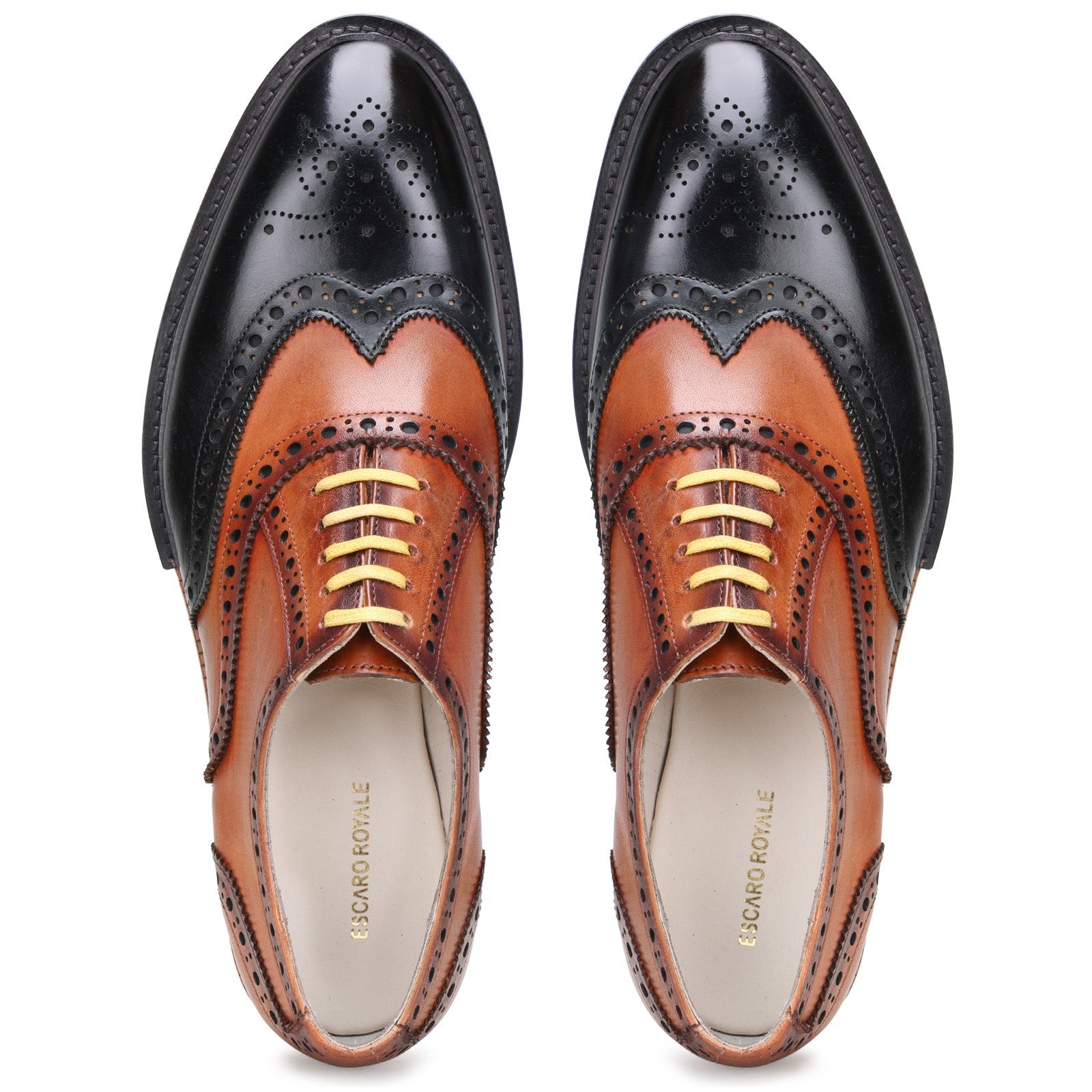 Escaro Royale Elan Leather shoes Black Tan for Men