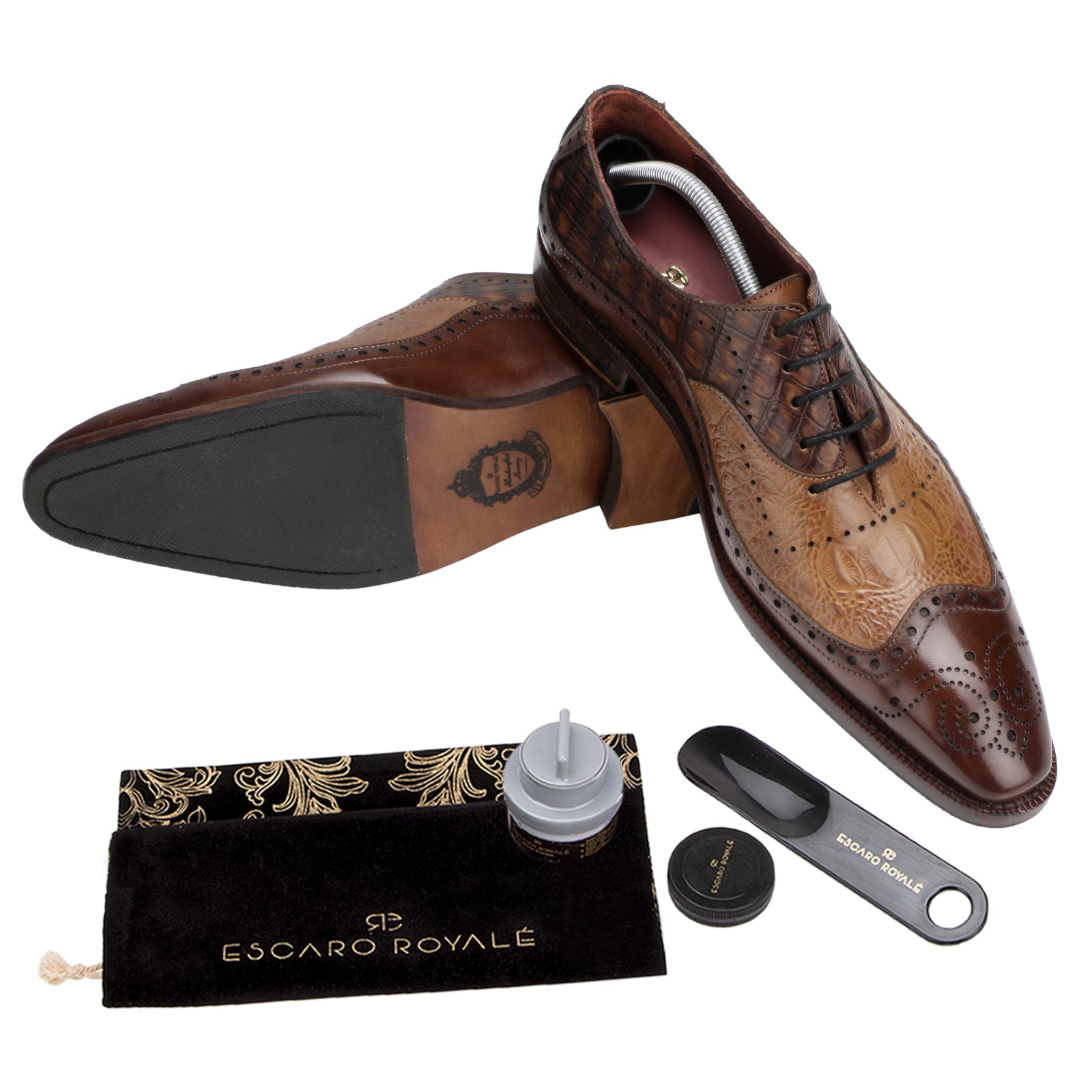 The Cabot Triple Textured Oxford in Brown and Tan