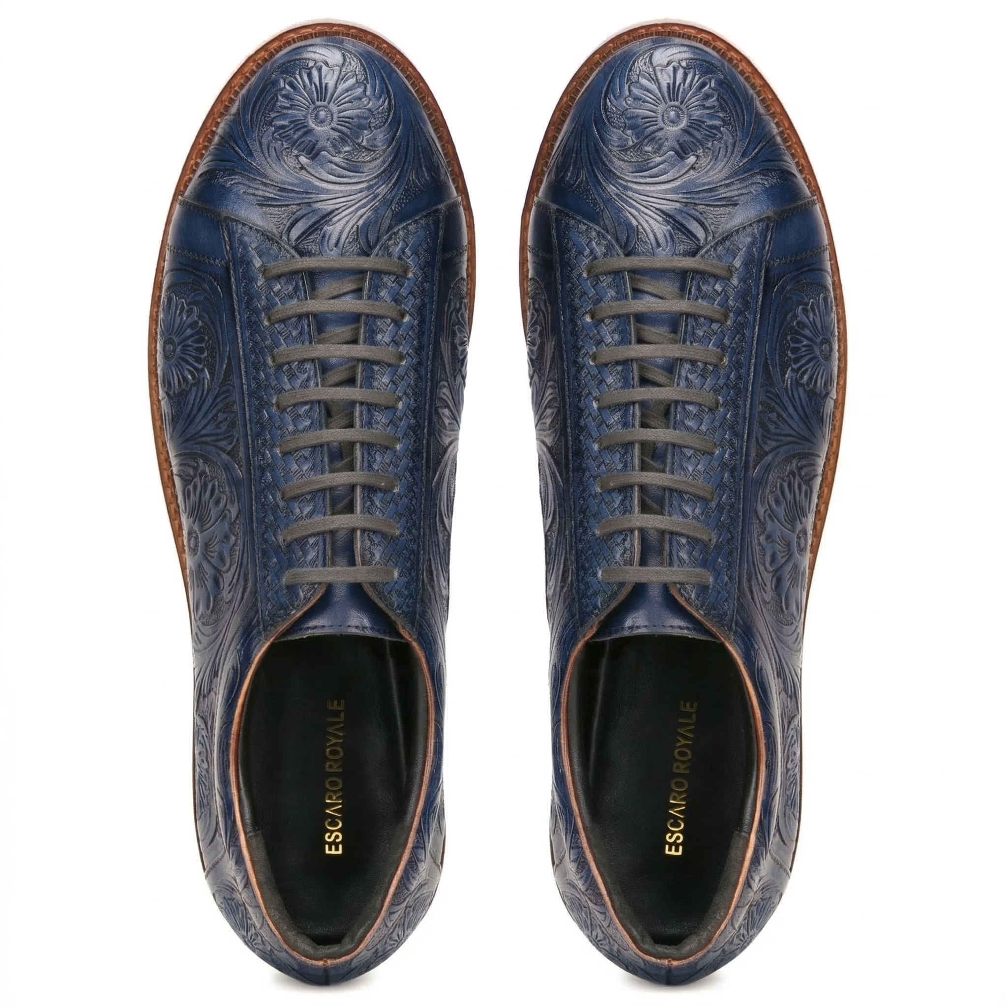 Strumento Handtooled Derby in Navy Blue