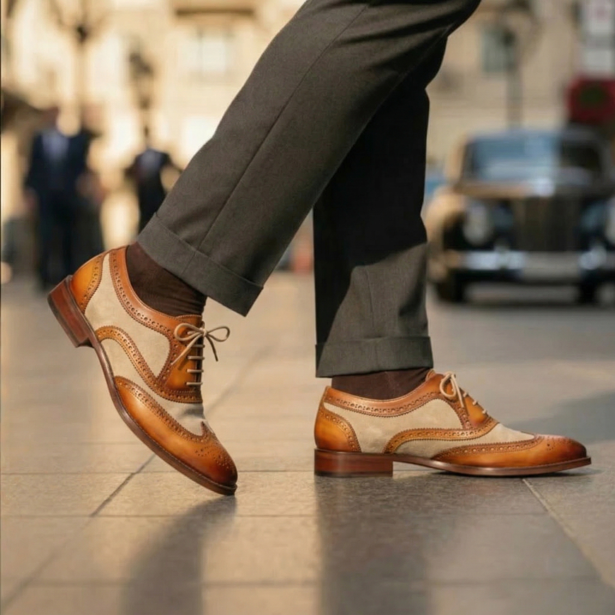 TanBeige Wingtip London Brogues