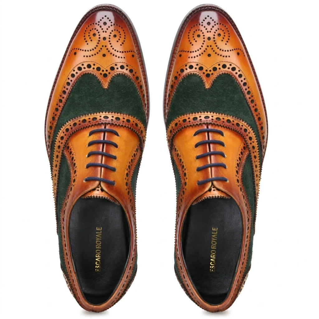 TanGreen Wingtip London Brogues