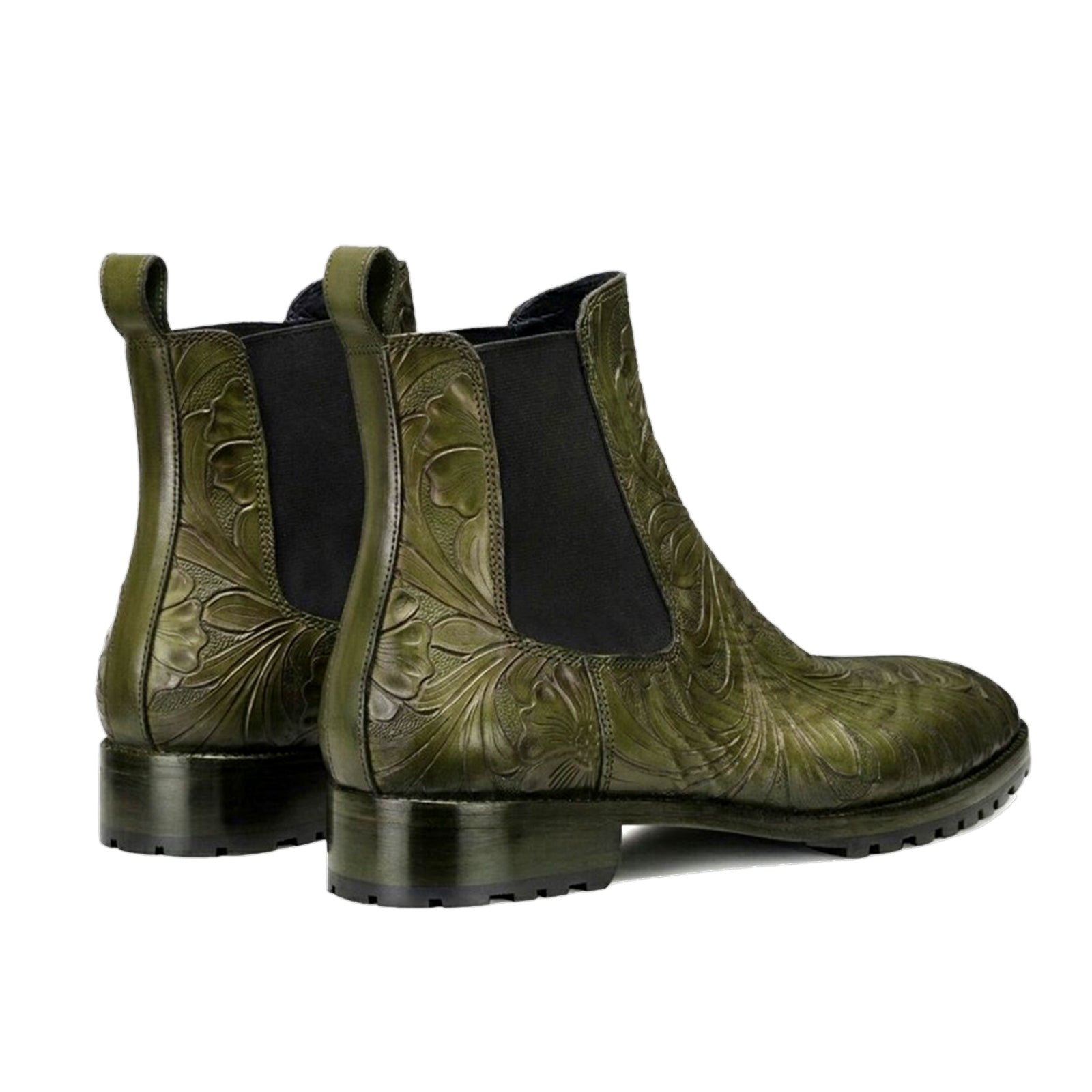 Florentine Handtooled Chelsea Boot in Olive