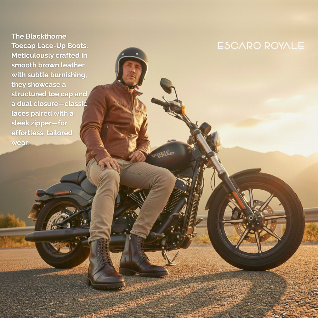 Blackthorne Toecap Lace-Up Boots in Brown