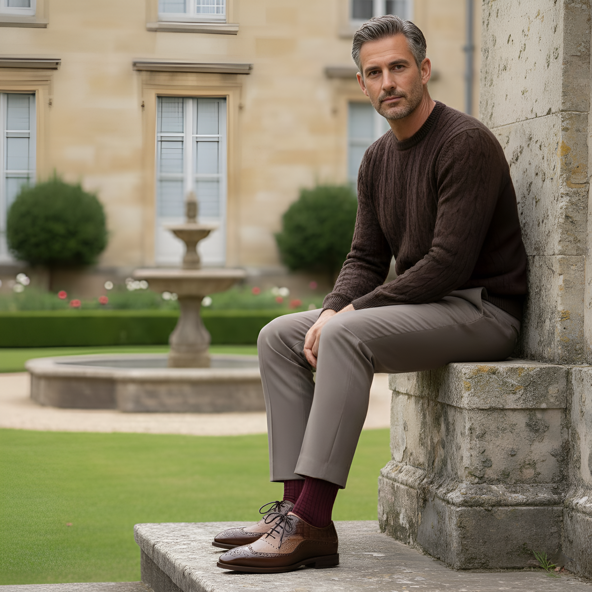 The Cabot Tripple Textured Oxford In Brown Tan