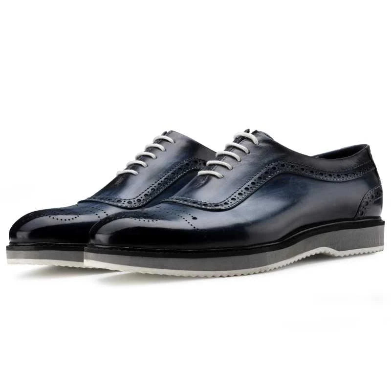 Cortes Designer Oxford Shoes in Blue