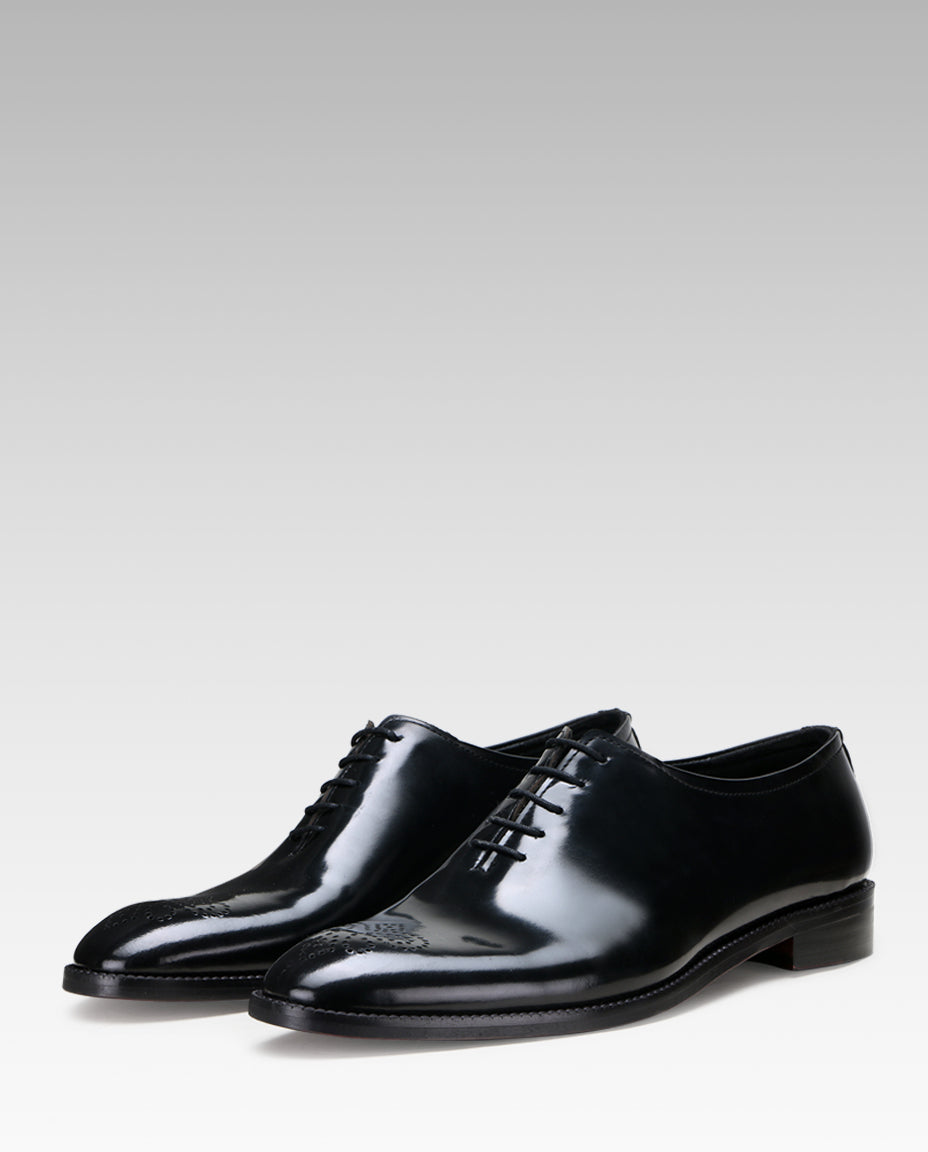Black Medallion Wholecut Oxfords