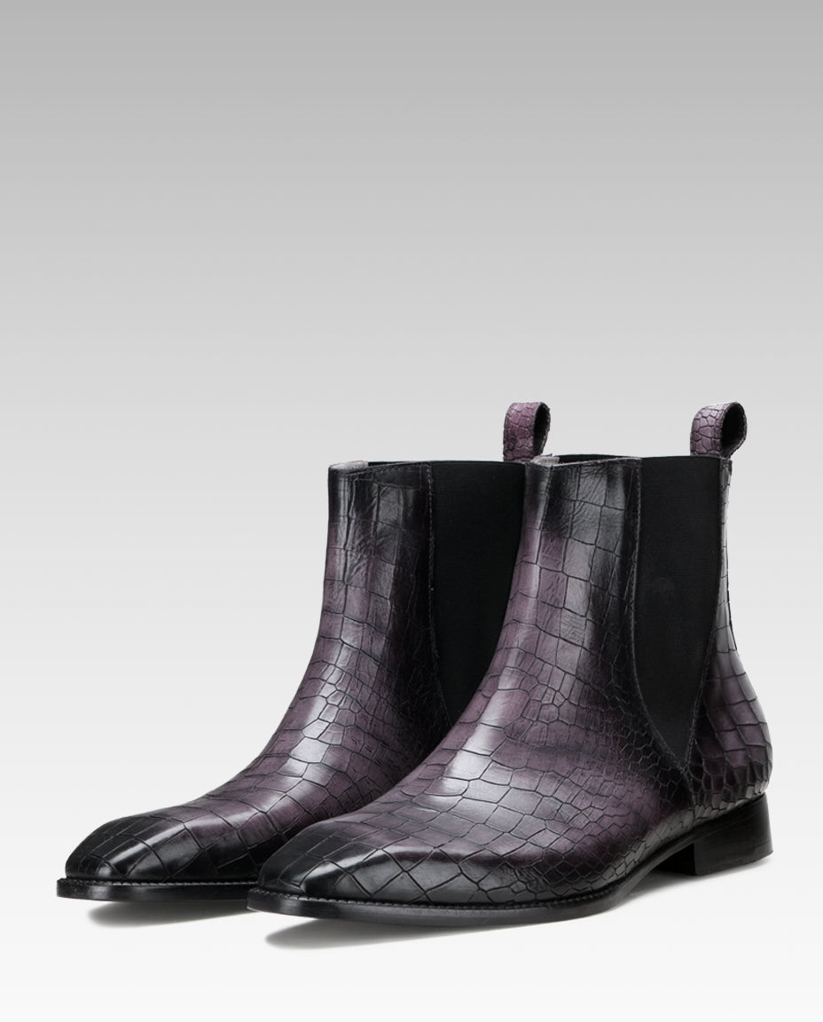 Imperial Noir Croc Chelsea Boot In Grey