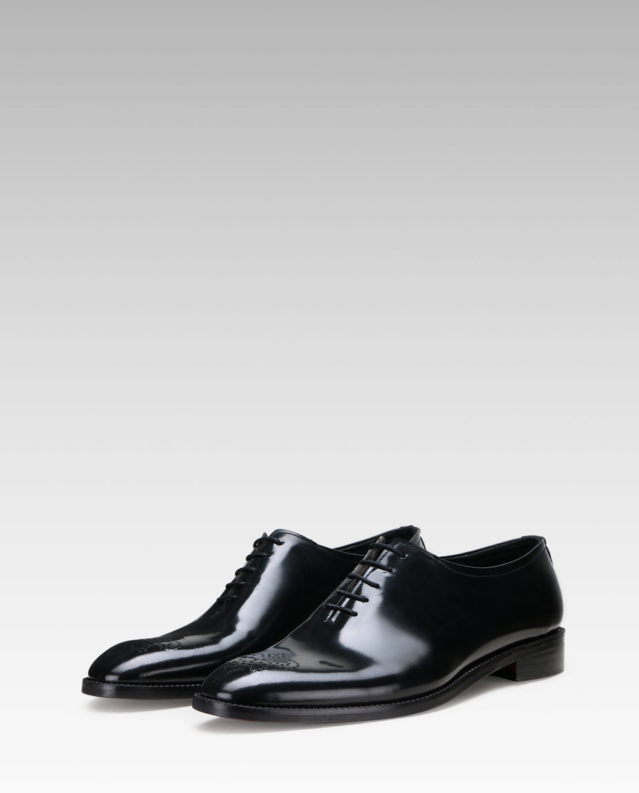 Black Medallion Wholecut Oxfords
