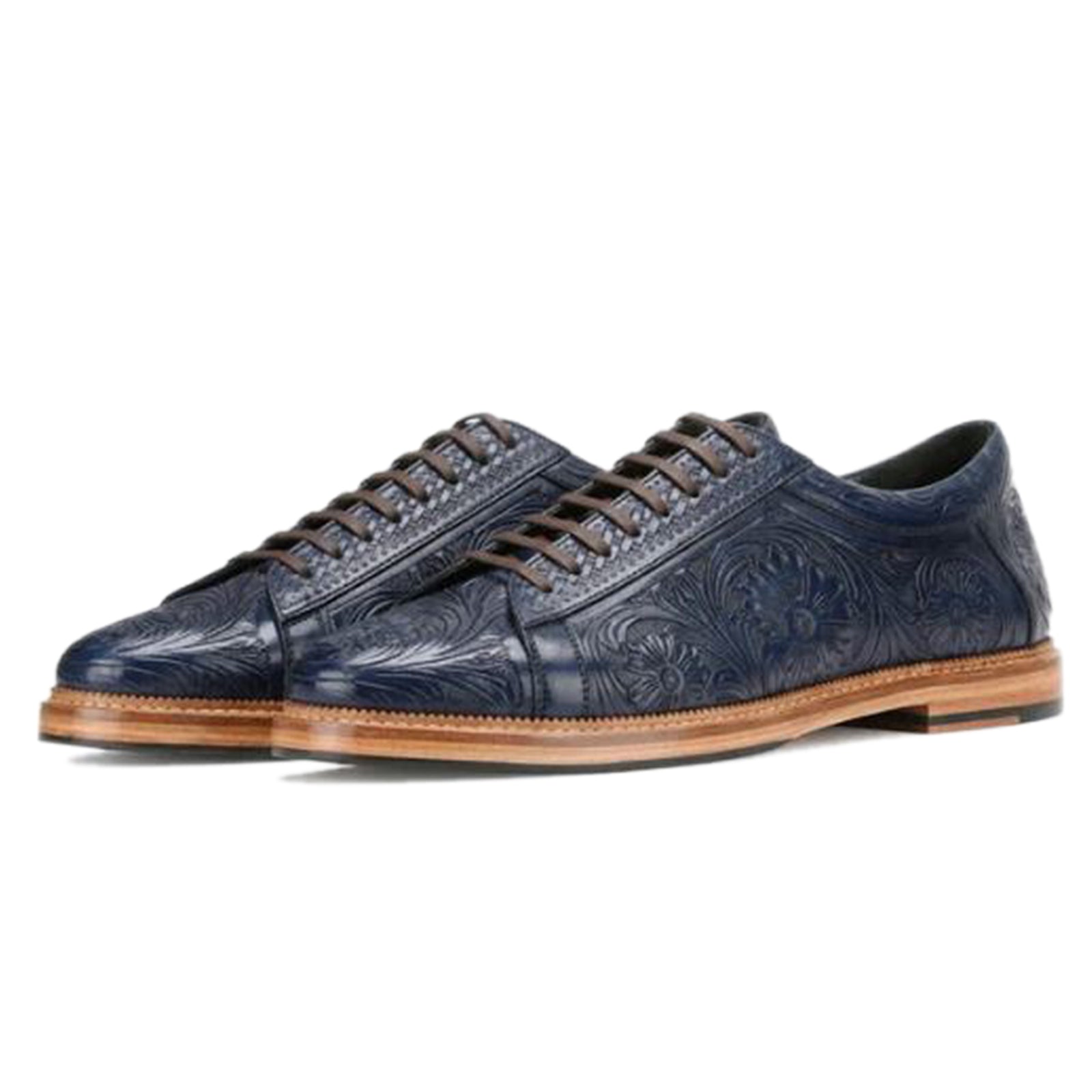 Strumento Handtooled Derby in Navy Blue