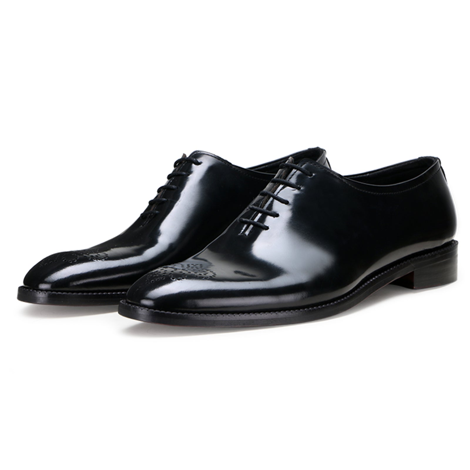 Black Medallion Wholecut Oxfords