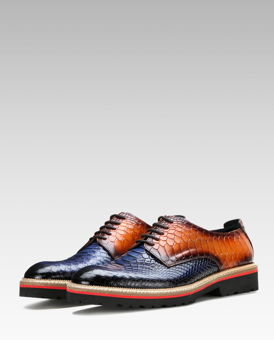 Escaro Royale Handmade Premium Lace-up Shoes (Napier, Tan-Blue)