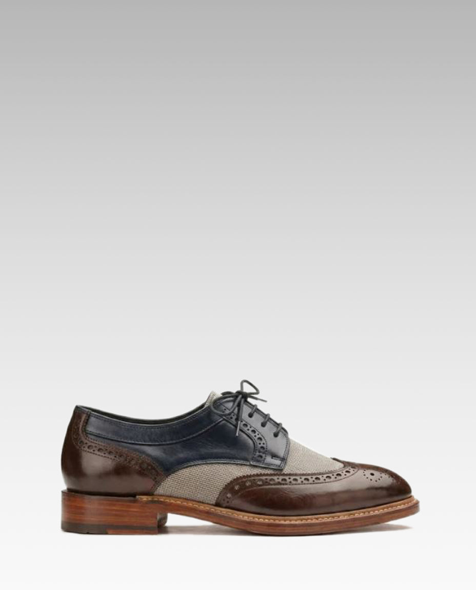 Draz Goodyear Welted Wingtip Brogues in Blue-Brown